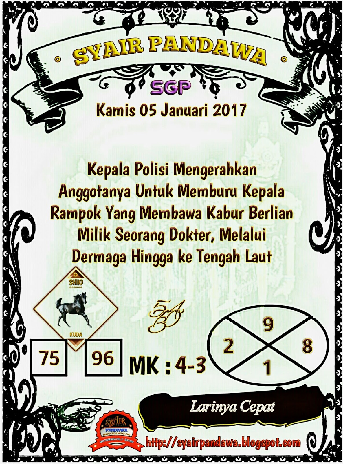 Indowlatoto: Syair Sgp Kamis 05 Jan 2017