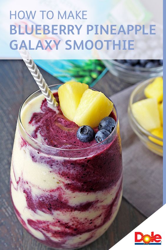 Tried a layered smoothie yet? Create one that’s out of this world with this Blueberry Pineapple Galaxy Smoothie recipe. Filled with frozen DOLE® Blueberries, banana slices, shredded coconut, and frozen DOLE Pineapple Chunks—it’s a smooth, tropical-tasting drink that takes just 10 minutes to prepare. CLICK for the full recipe.