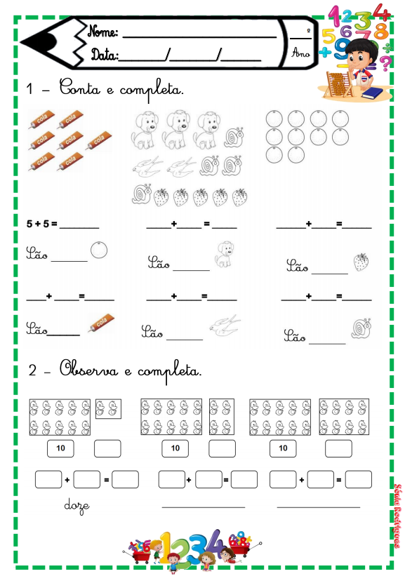 coisas que gosto de partilhar: Ficha de 1º ano - Problemas e diagrama