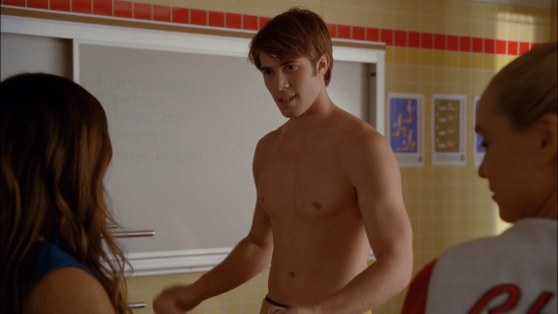 Jacob Artist and Blake Jenner shirtless in Glee 4-12 "Naked" .