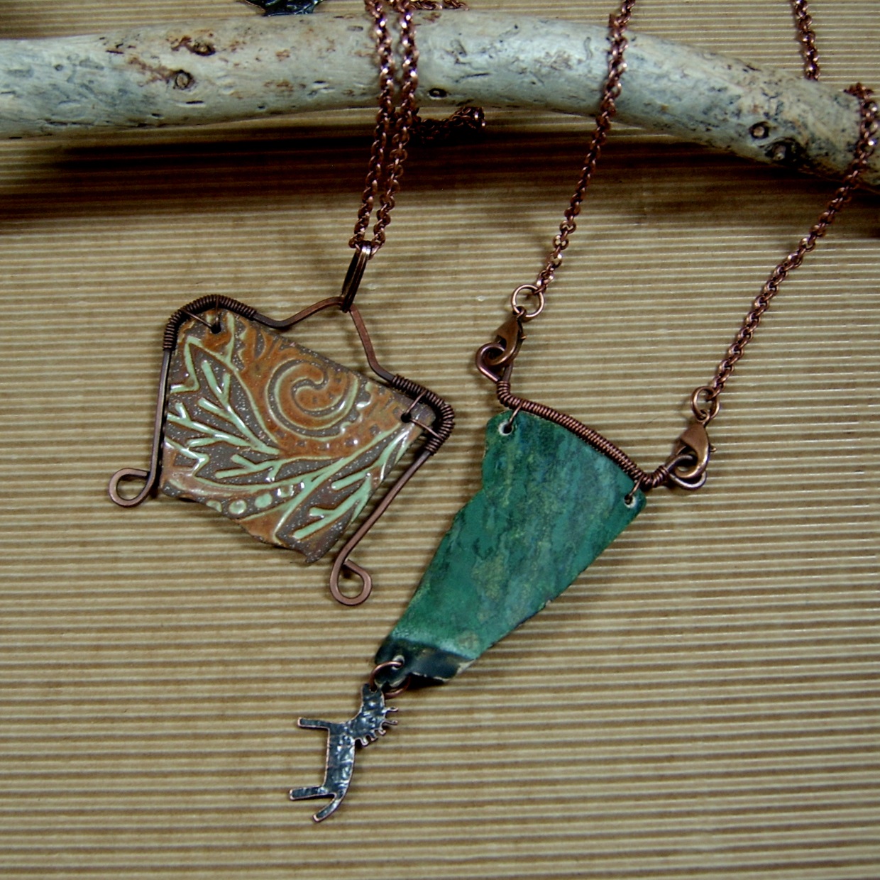 Wire Wrapped Shard Pendant Necklaces