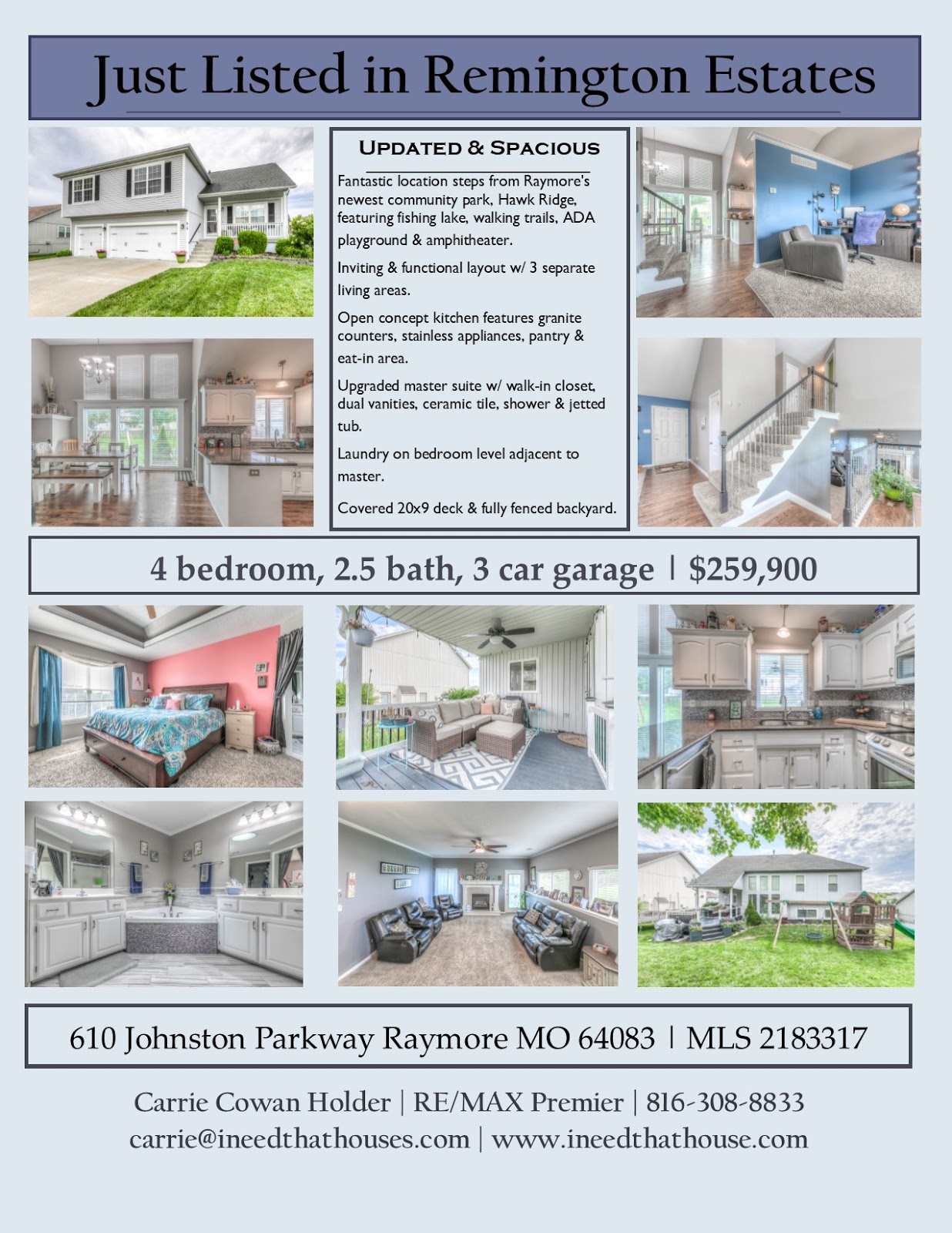 Just listed! Remington Estates Raymore MO Atrium Split