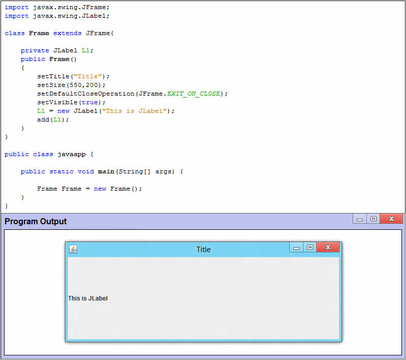 Easy Java Learn: Swing : JFrame with JLabel