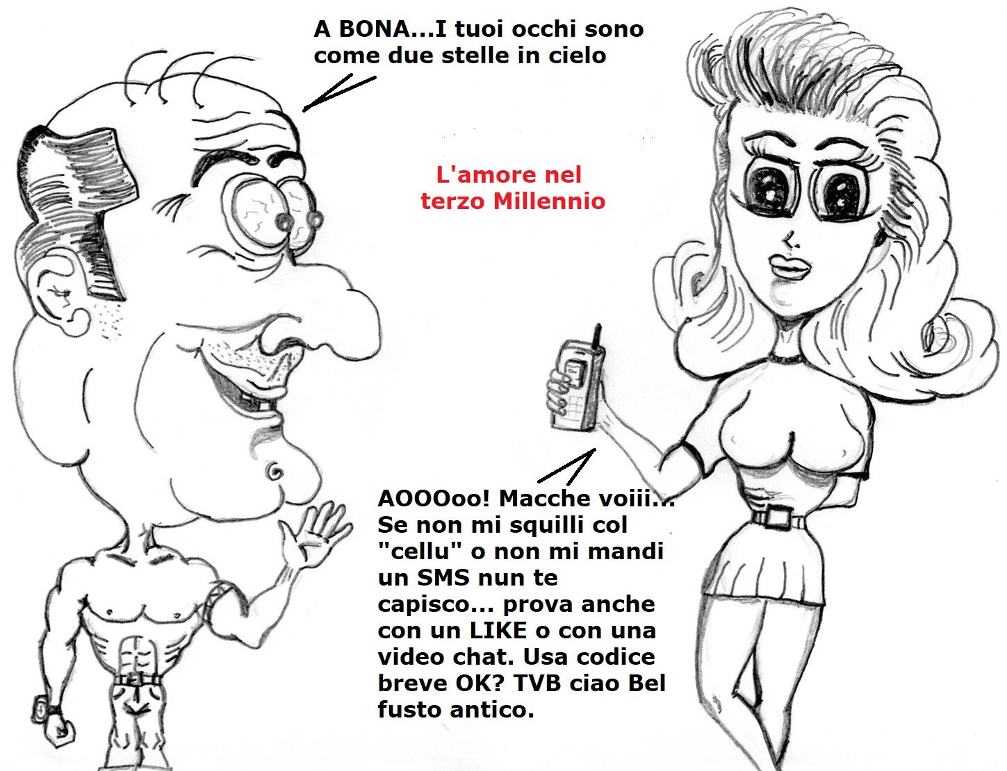 vignetta uomo donna - 7 Arte semplice e poi: Umorismo e vignette dallo scemo del villaggio