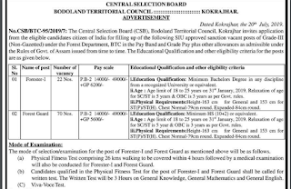 BTC Forest Guard Previous Year Papers and Syllabus 2019