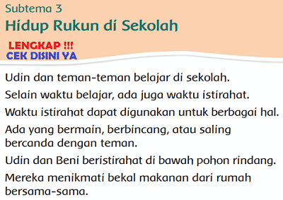 Kunci Jawaban Tematik Kelas 2 Tema 1 Subtema 3 Hidup Rukun di Sekolah www.simplenews.me