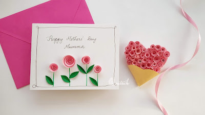 Mother's day cards for kids, paper flowers, easy paper flowers, paper bouquet,Mothersday, Video Tutorial, paper crafts, crafts for kids, Mothers day crafts, Quillish, quilled flowers, floral card, You tube tutorial for mothers day crafts