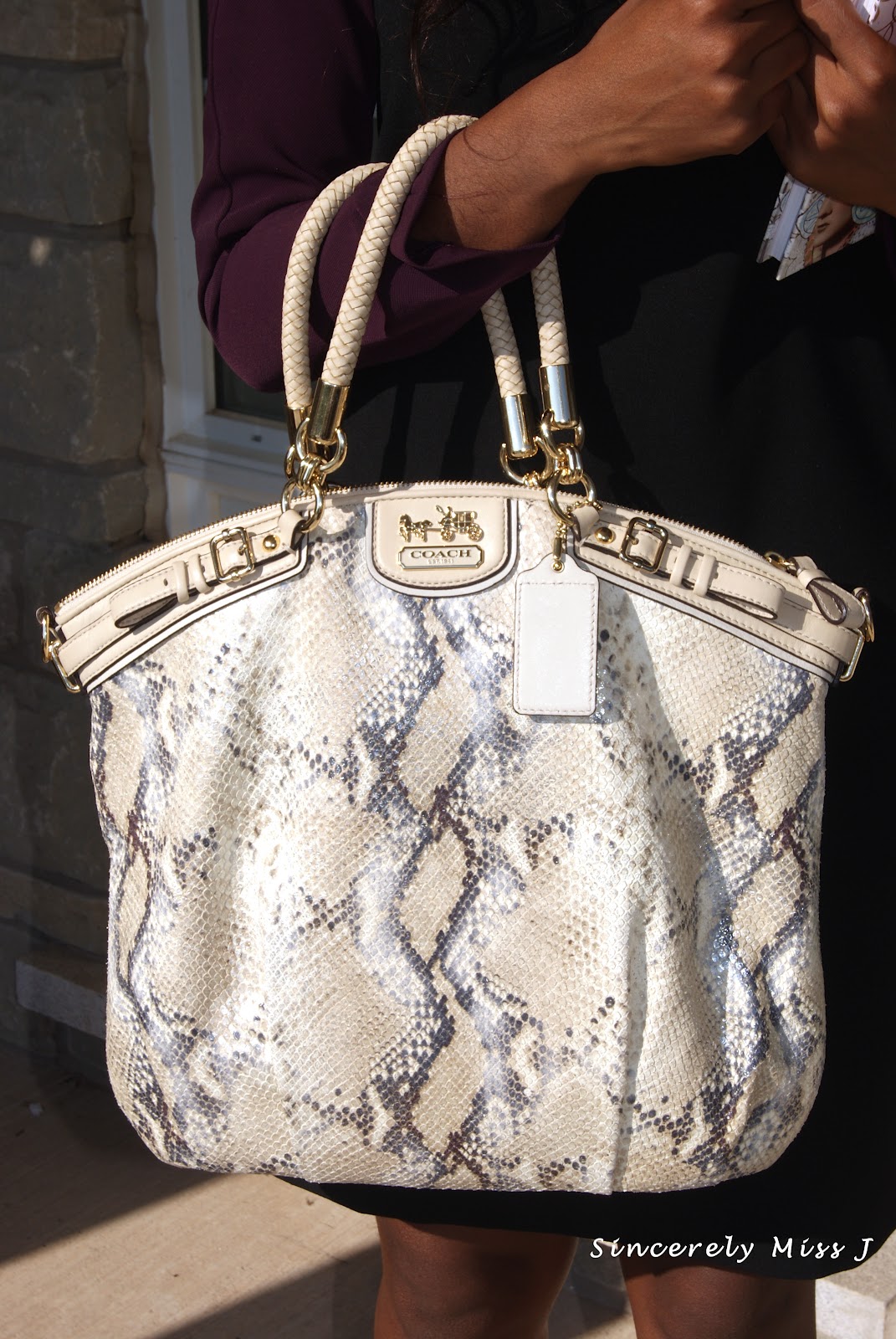 Coach handbag with snake-skin pattern 