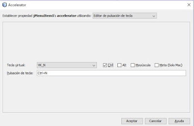 Acelerator menu java netbeans