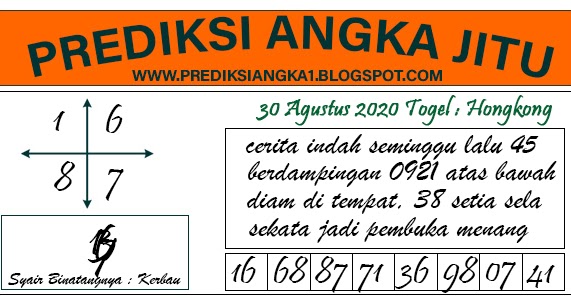 Prediksi Akurat Togel Hongkong Minggu 30 Agustus 2020 PREDIKSI ANGKA