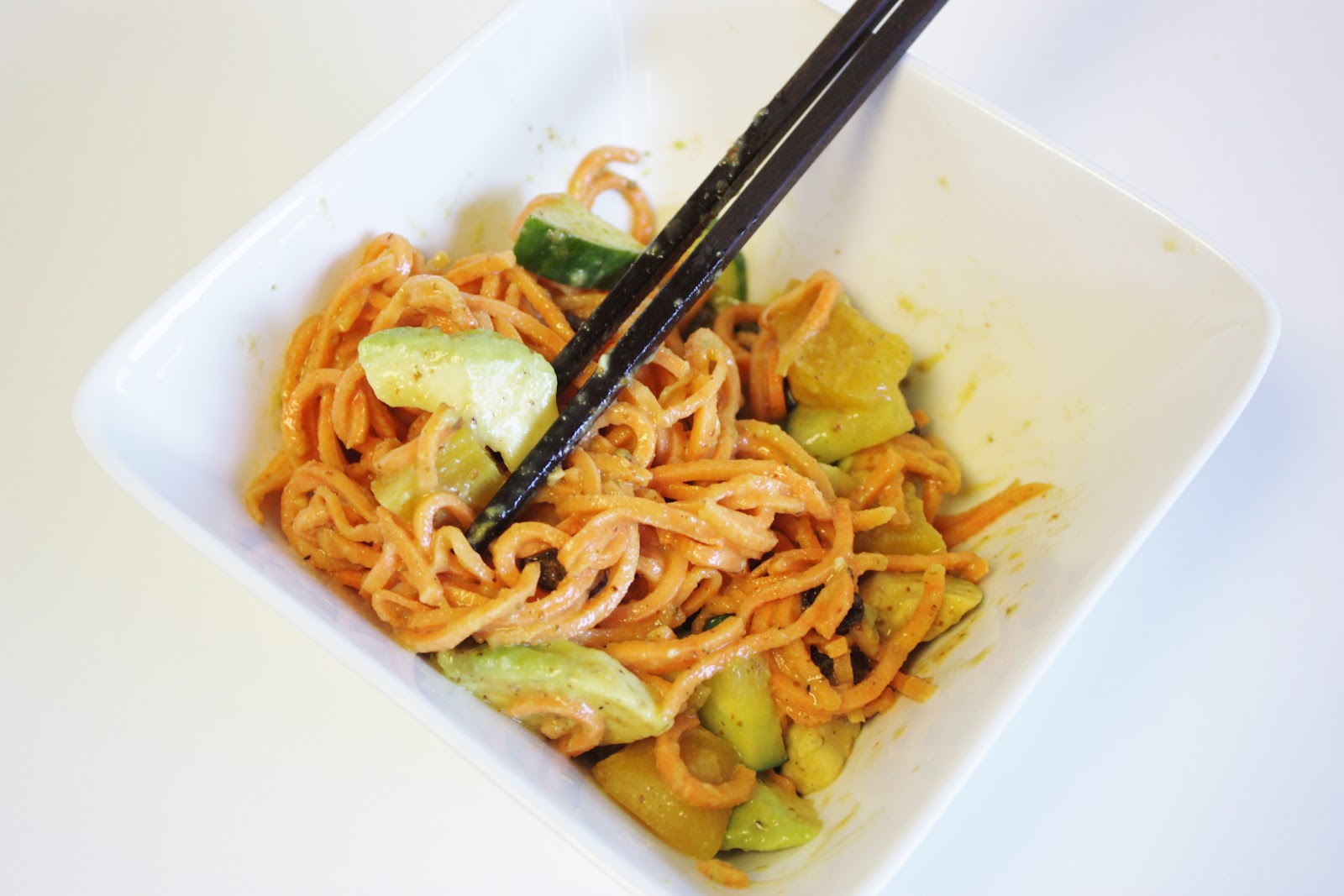 This Rawsome Vegan Life yam noodles with miso sauce