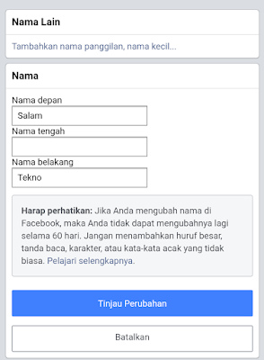 mengganti nama facebook