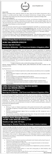 Special Technology Zones Authority (STZA) Management latest Jobs 2021