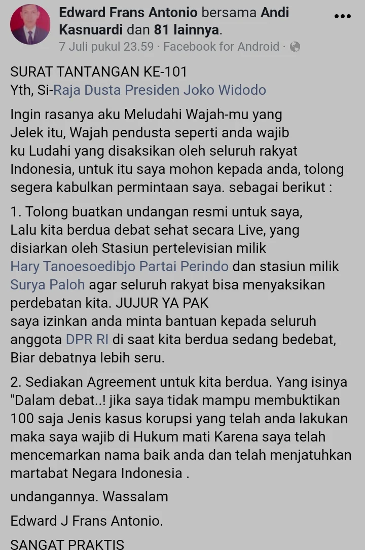 Viral! Pria Cilegon Ini Ingin Ludahi Jokowi: Hei Raja Dusta, Tolong Kabulkan Permintaan Saya!