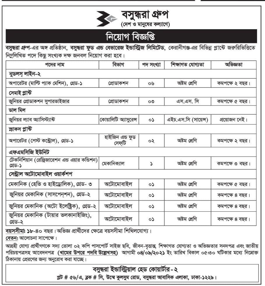 Bashundhara Group Job Circular