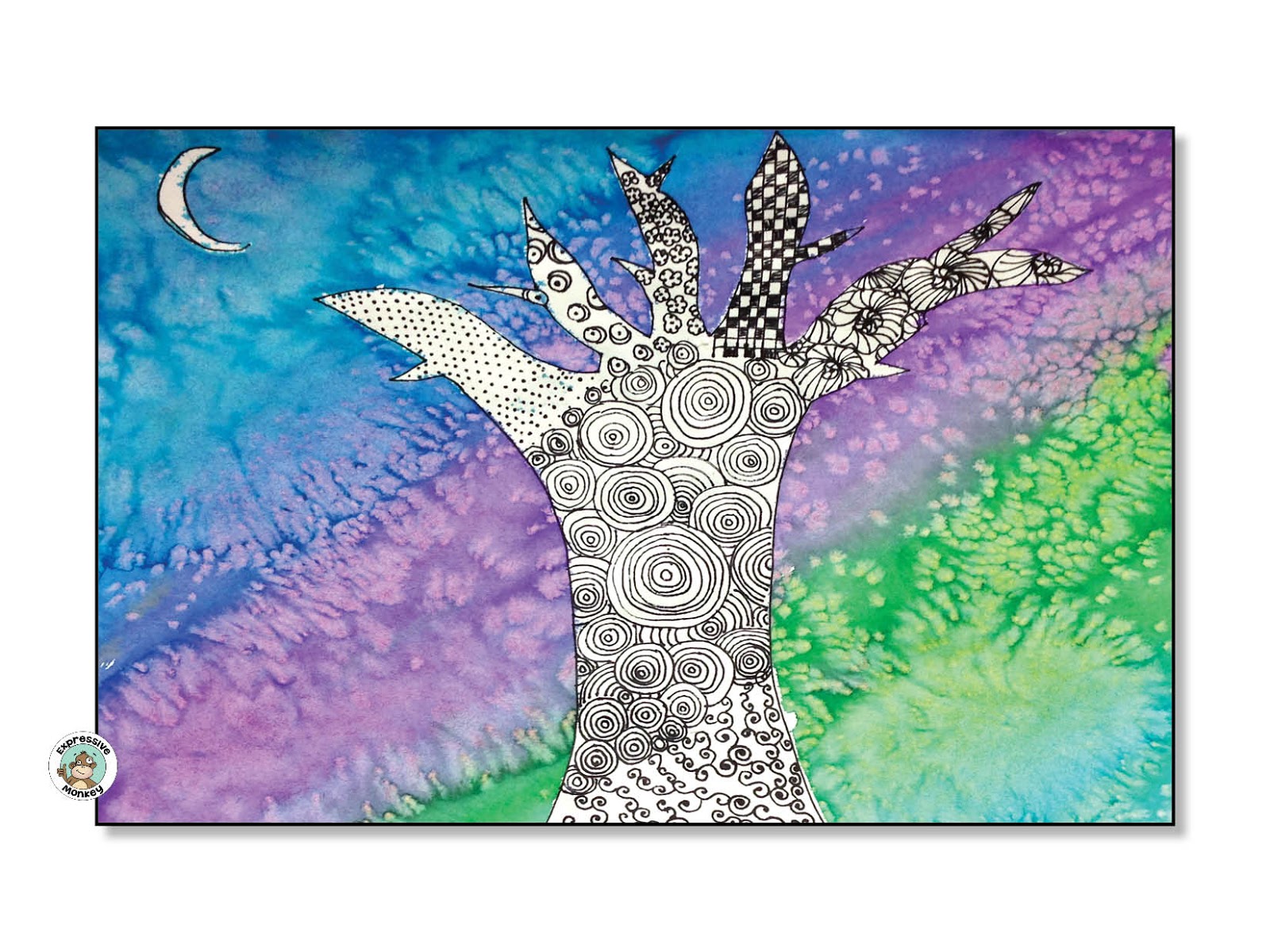 Zentangle Trees for Winter Expressive Monkey