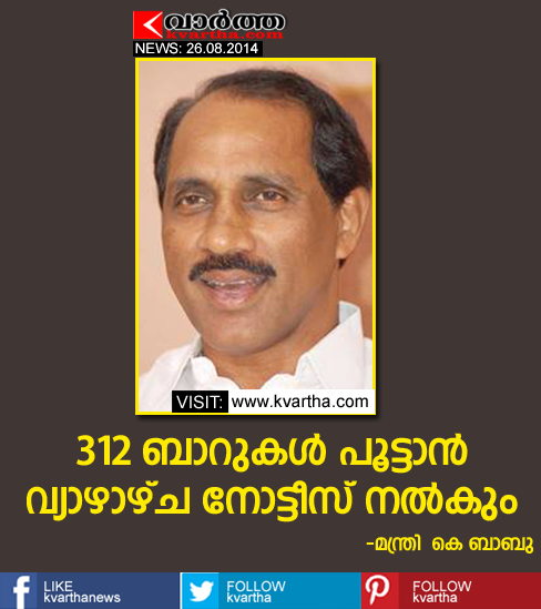 312 bars to be shut down only after Onam, Thiruvananthapuram, Minister, K.Babu,