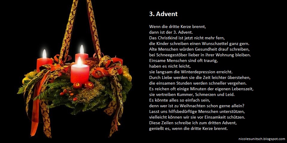 Gedichte von Nicole Sunitsch - Autorin : 3. Advent - Gedicht zum