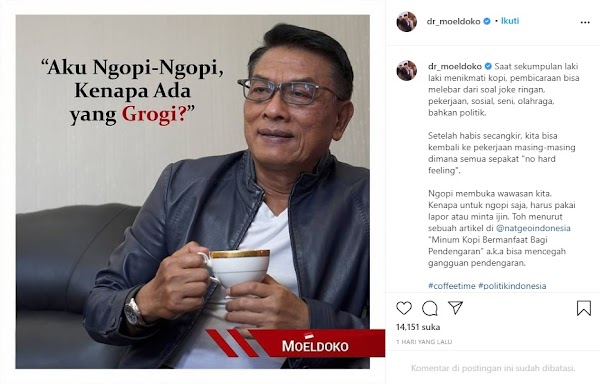 Moeldoko Posting soal Ngopi-Ngopi, Eks Staf KSP: Ngeledek Pihak Sana