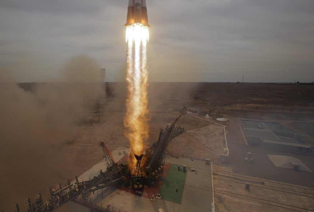 SoyuzFG Rocket Booster With Soyuz MS04 Spaceship At SoyuzFG Rocket Booster With Soyuz MS04 Spaceship At