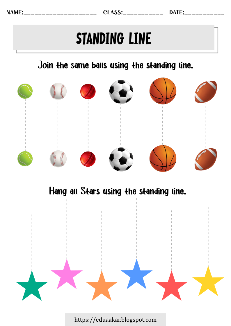 Free Standing and Sleeping line Worksheets Free Standing and Sleeping line Worksheets