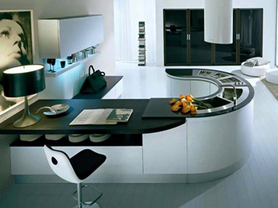 Kitchens with Curved Countertop Decor Units