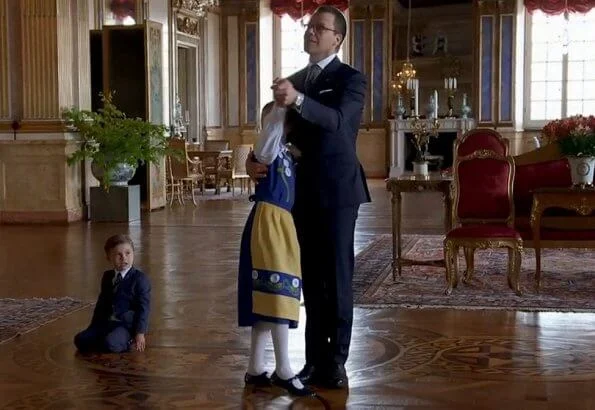 Princess Victoria in Rodebjer dress. Princess Madeleine, Princess Leonore, Princess Adrienne, Princess Estelle, Princess Sofia