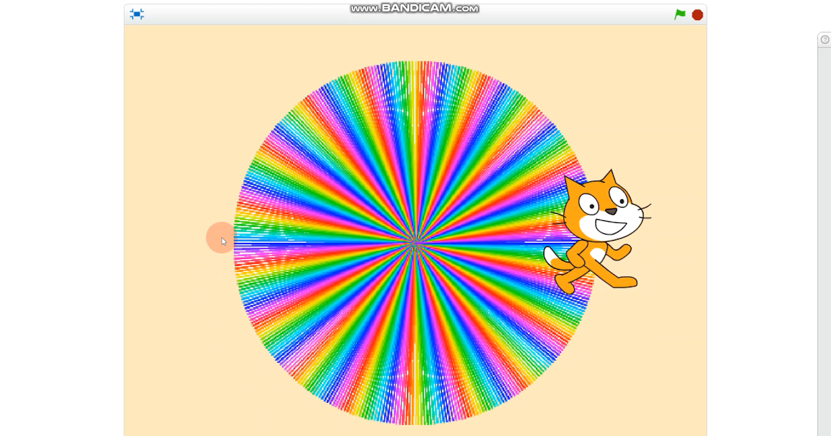 How to draw a colourful circle using scratch