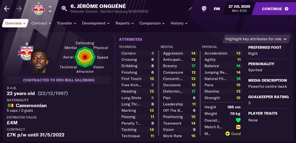Jérôme Onguéné Football Manager 2021