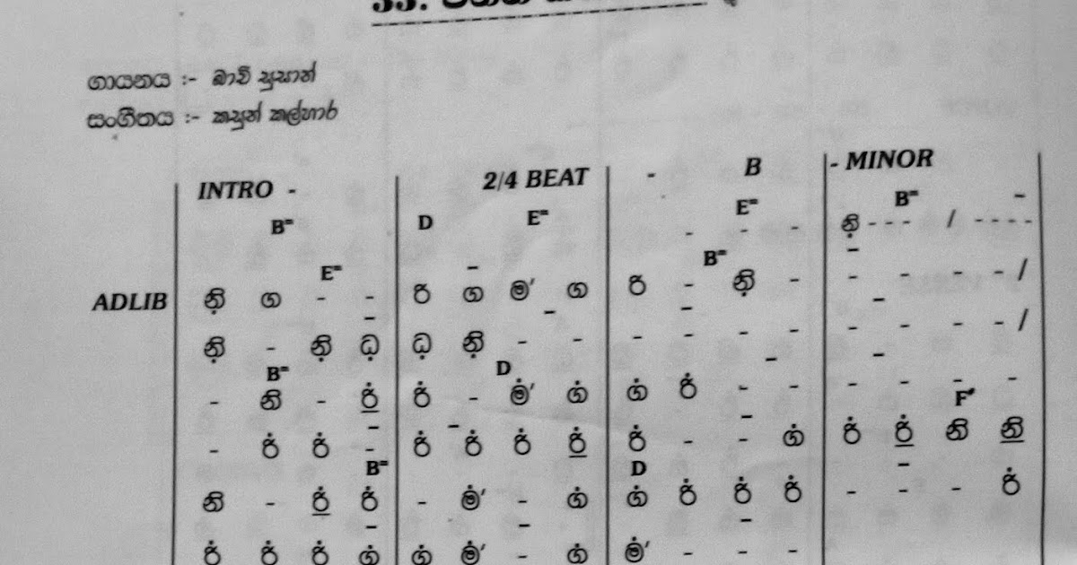 Sinhala Notation , Sinhala Piano Notes , Sinhala Keyboard Notations