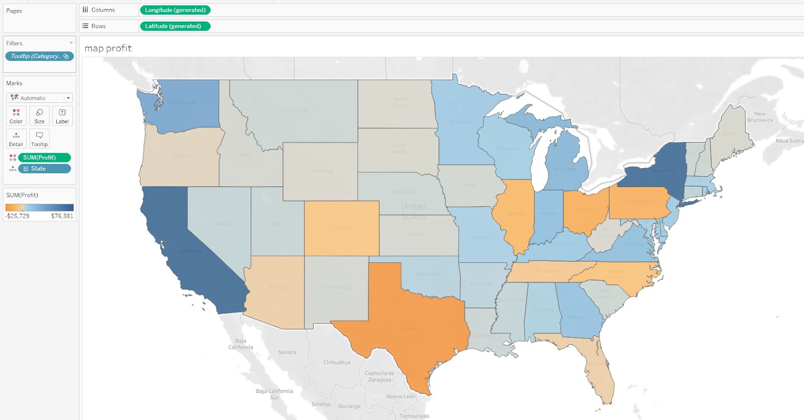Tableau Map filtering. Select state