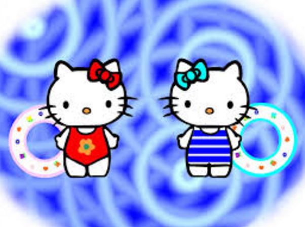 Kumpulan Gambar Kitty Berenang Animasi Bergerak Wallpaper Terbaru Pakai Ban