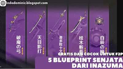 5 Blueprint Senjata Bintang 4 Inazuma di Genshin Impact