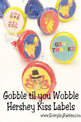 Gobble til you Wobble this year at your Thanksgiving dinner party with these super cute and easy Thanksgiving Hershey kiss labels that are perfect for your Thanksgiving dessert table. Get the free printable now and be ready with a yummy and full Thanksgiving treat.  #thanksgivingdessert #thanksgivingprintable #hersheykisslabel #hersheykisssticker 