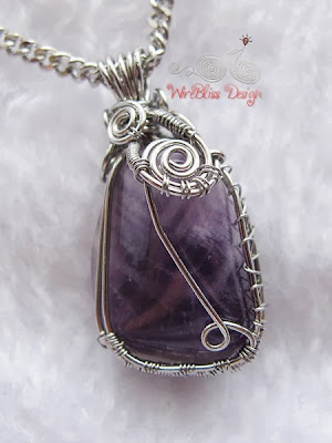 Wire Wrap Amethyst Pendant Top View by WireBliss