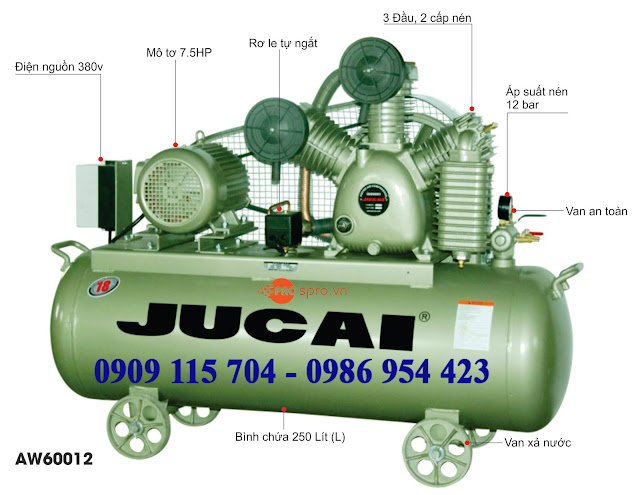 Nơi bán máy nén khí piston giá rẻ, máy bơm hơi nhập khẩu chính hãng May-bom-hoi-khi-nen-jucai-AW60012-2