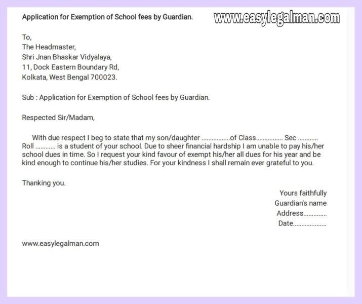 application letter to principal for paying half fees