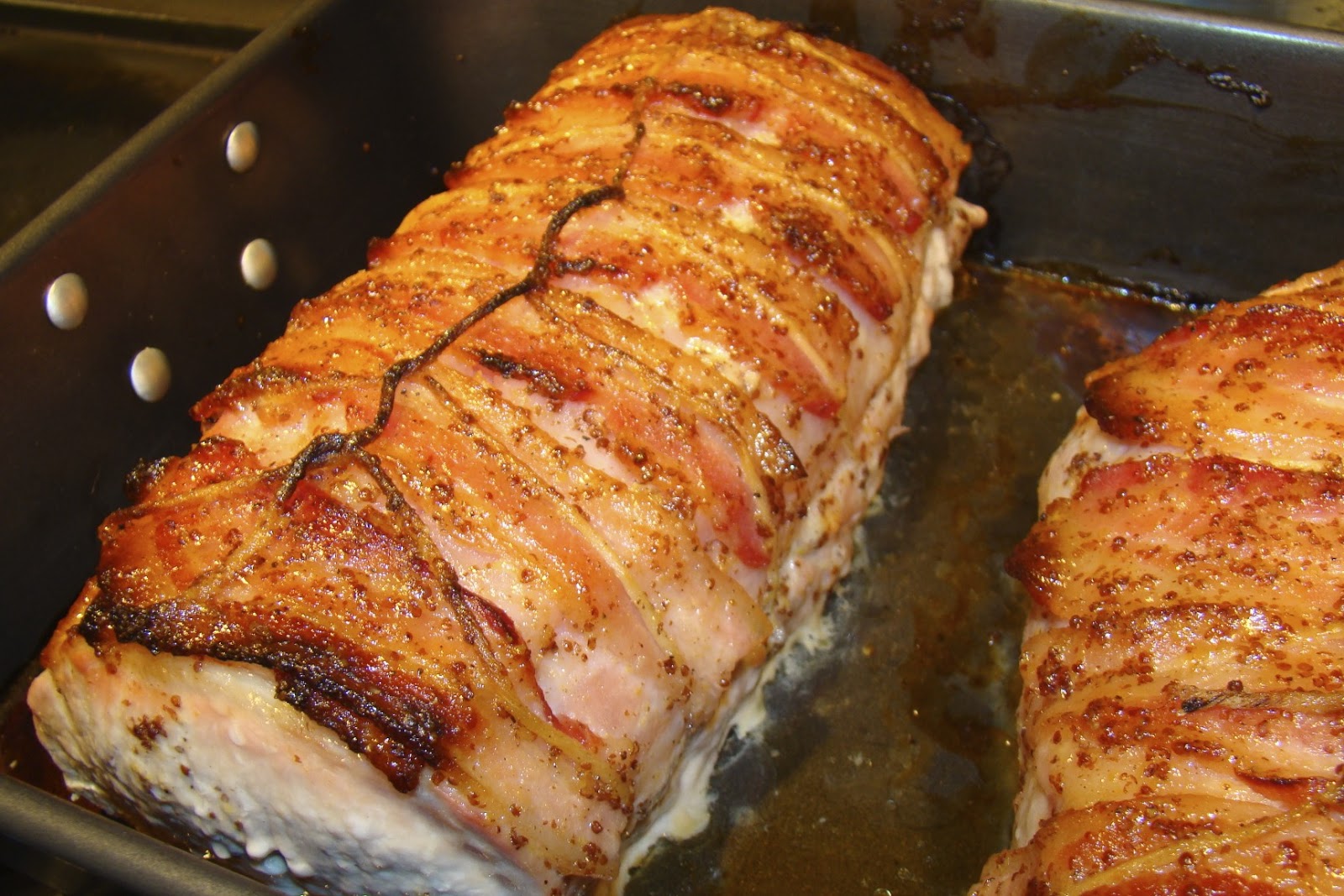 Goodchardonnay Applewood Smoked Bacon Wrapped Pork Loin with a Honey