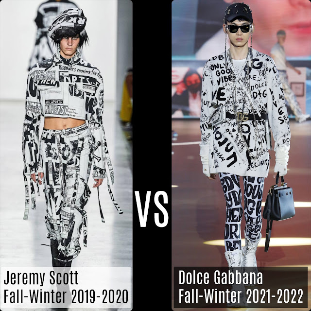 Jeremy Scott Fall-Winter 2019-2020 vs Dolce Gabbana Fall 2021-2022