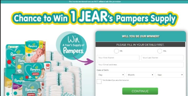  Email/Zip Submit only then chance to win 1years pampers supply.([This offer not for pc user, Mobile only)