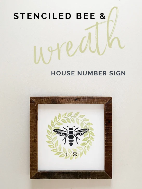 bee and wreath framed sign with overlay
