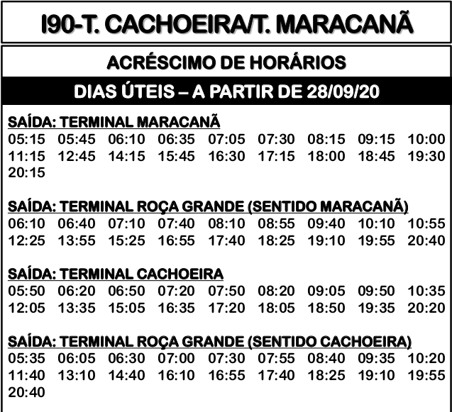 Horário de Ônibus Curitiba 2022: I90 TERMINAL CACHOEIRA/TERMINAL