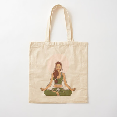 Yoga girl looking great on a tote bag.
