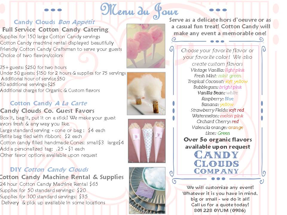 Candy Clouds Company Candy Clouds Co. Menu Du Jour