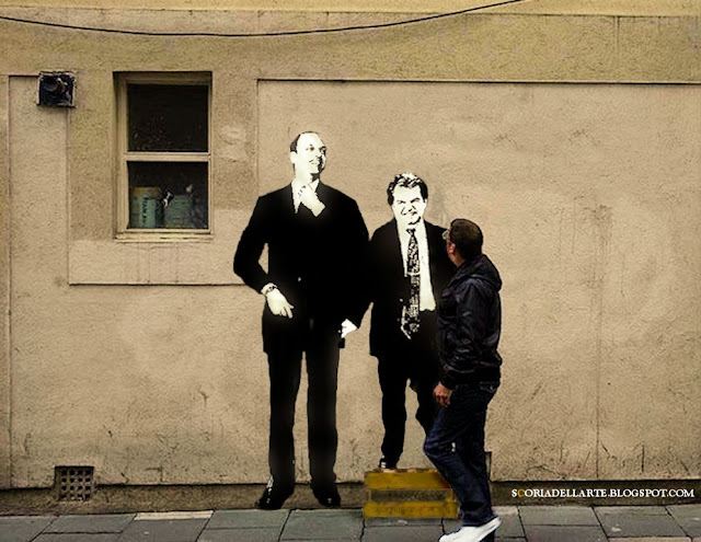 Street Art-fotomontaggi satirici-Brunetta e Alfano