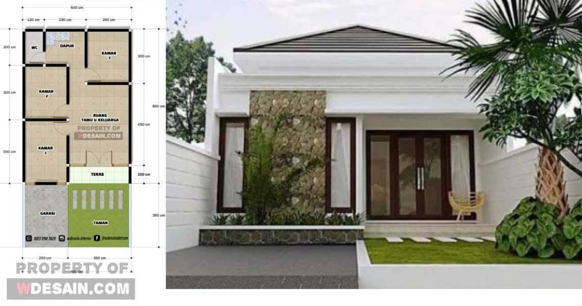 14 Desain rumah sederhana 6x12 3 kamar