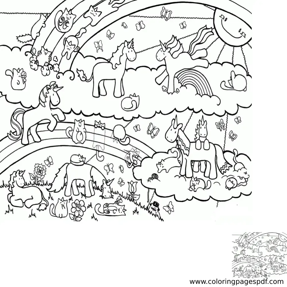 Coloring Page Of A Unicorn City