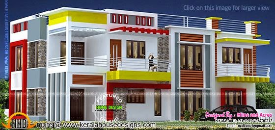 Wide flat roof house plan