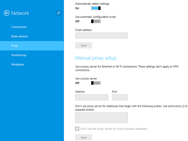 configurazione del proxy