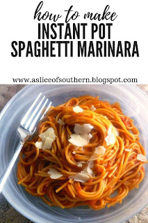 Get a delicious flavor packed meal on the table in no time with this comforting Instant Pot Spaghetti Marinara! - Slice of Southern